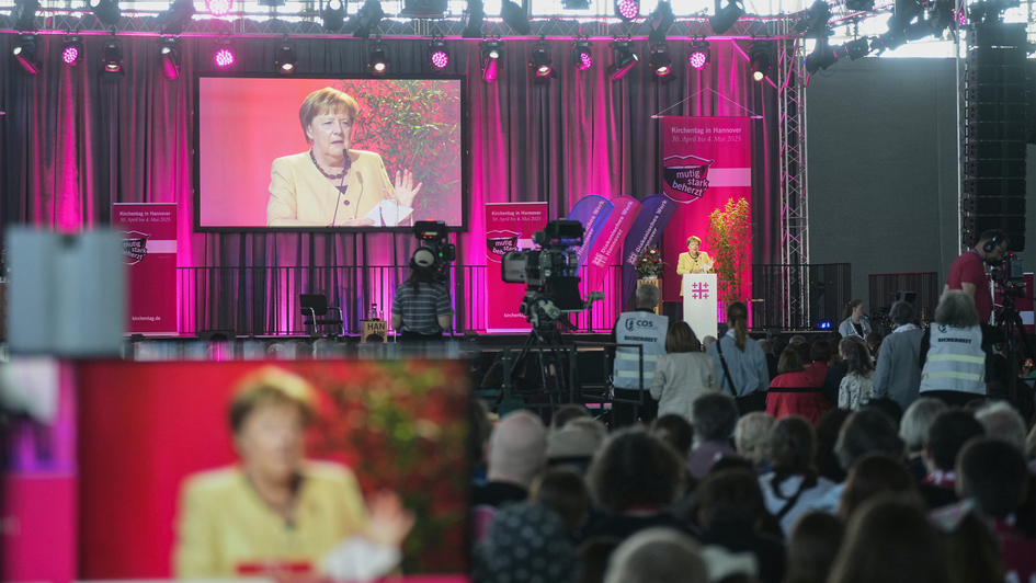 Bibelarbeit mit Angela Merkel am Donnerstag (01.05.2025) auf dem 39. Deutschen Evangelischen Kirchentag in Hannover. Bibelarbeit mit Angela Merkel am Donnerstag (01.05.2025) auf dem 39. Deutschen Evangelischen Kirchentag in Hannover.
