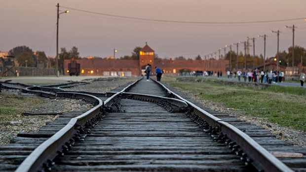 Blick auf das Konzentrationslager Auschwitz-Birkenau