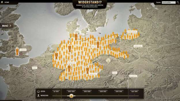 Screenshot der Karte auf de.evangelischer-widerstand.de