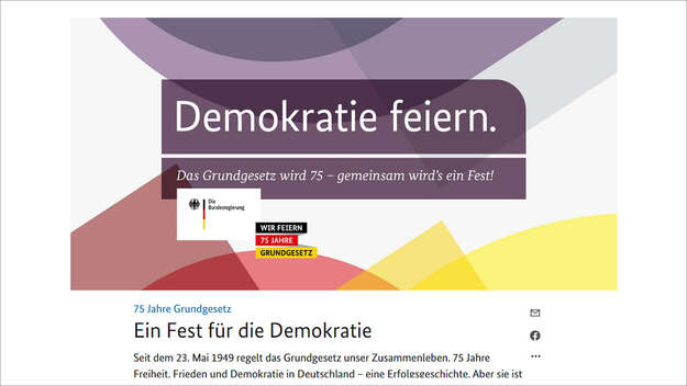 Screenshot Webseite https://www.bundesregierung.de/breg-de/themen/75-jahre-grundgesetz