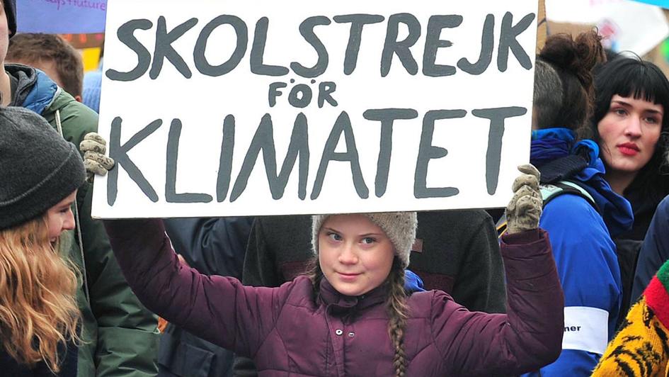 Greta Thunberg im März 2019 in Hamburg beim Schulstreik 'Fridays for Future'