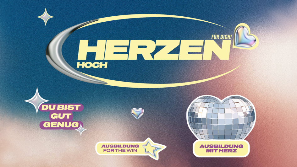 Das Logo-Design der Aktion „Herzen hoch“ zum Ausbildungsstart 2026 Das Logo-Design der Aktion „Herzen hoch“ zum Ausbildungsstart 2026