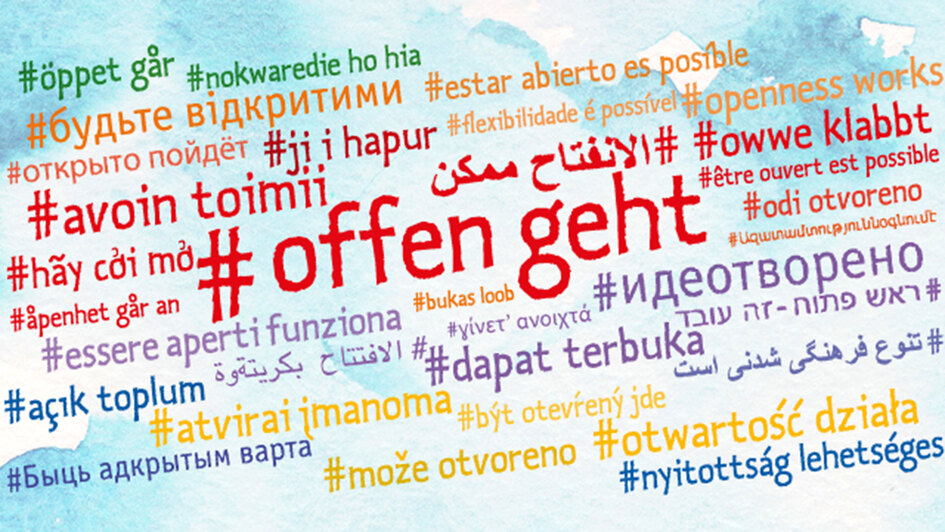 Motiv #offengeht zur Interkulturellen Woche 2022 - vielsprachig