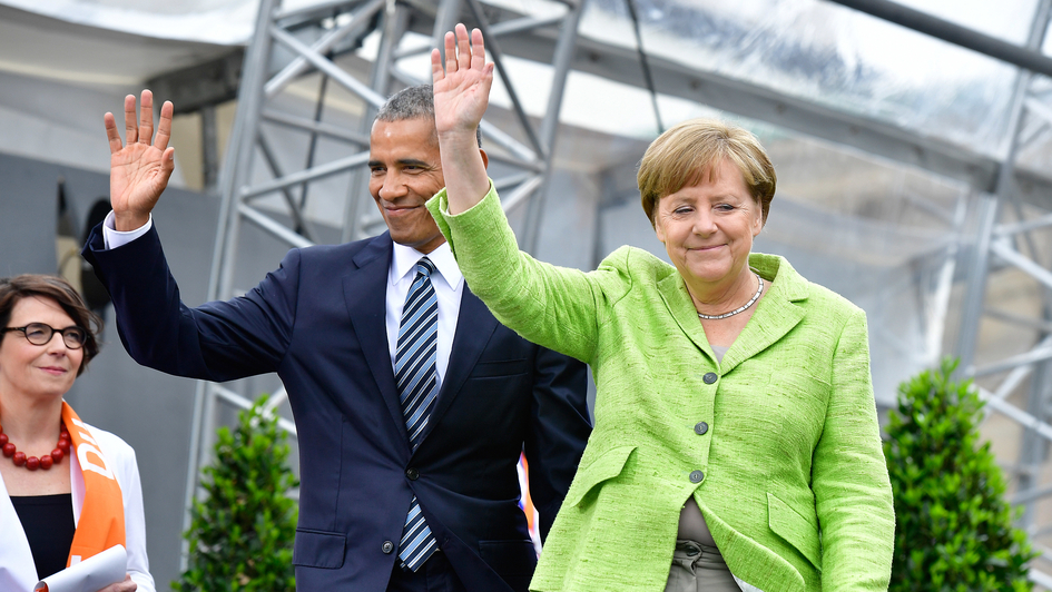 Angela Merkel und Barack Obama beim evangelischen Kirchentag in Berlin