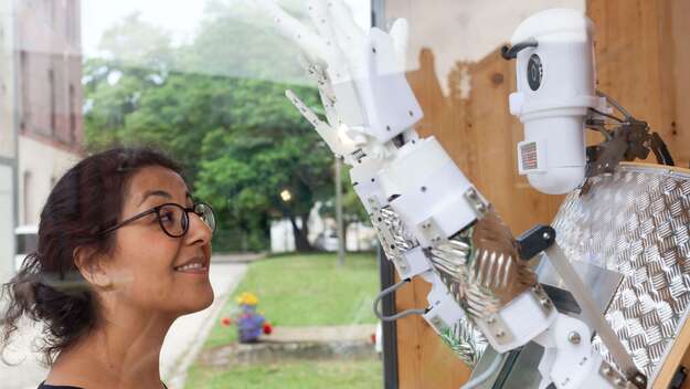  Der Segensroboter „BlessU-2“ auf der Weltausstellung Reformation in Wittenberg