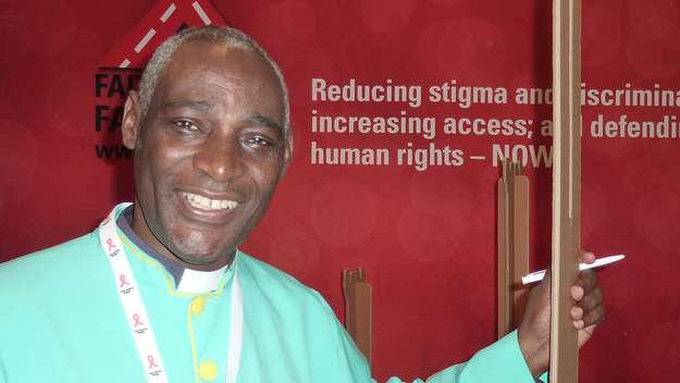 Gideon Byamugsha, Teilnehmer der Welt-AIDS-Konferenz 